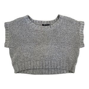 BCBG ‎ MaxAzria Beige Short Sleeve Minimalist Cropped Chunky Knit Sweater Top S